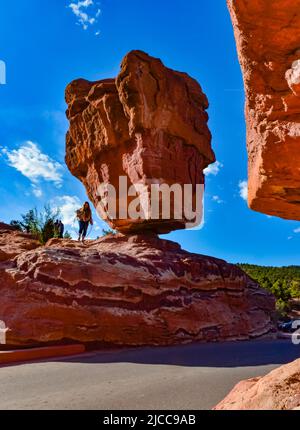 The Balanced Rock, Leaning Rock. Der Garten der Götter, Colorado, USA Stockfoto