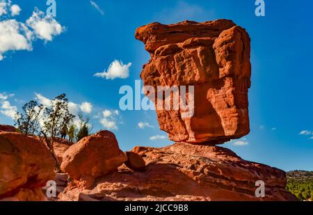 The Balanced Rock, Leaning Rock. Der Garten der Götter, Colorado, USA Stockfoto