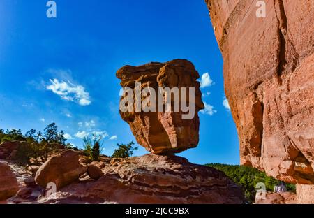 The Balanced Rock, Leaning Rock. Der Garten der Götter, Colorado, USA Stockfoto