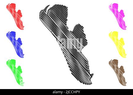 Fano Insel (Königreich Dänemark) Karte Vektor Illustration, Skizze Fano Karte Stock Vektor