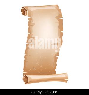 Pergament Cartoon-Rolle. Leeres altes Papier Schriftrolle leerer Papurus. Fairy Manuskript und vintage Brief. Vektor strukturiertes antikes Element Stock Vektor