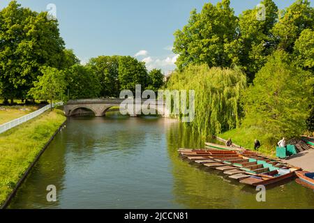 Frühlingsnachmittag auf dem Fluss Cam in Cambridge, England. Stockfoto