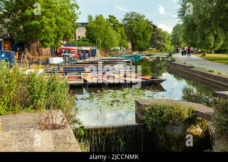 Frühlingsnachmittag auf dem Fluss Cam in Cambridge, England. Stockfoto