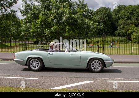 1968 Green 60s Sixties Lotus Elan; Automobile, die während des Jahres 58. der Manchester to Blackpool Touring Assembly für Veteran, Vintage, Classic und Cherished Cars vorgestellt wurden.UK Stockfoto