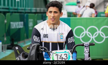 30.. JULI 2021 - TOKIO, JAPAN: Nicolas Torres aus Argentinien beim Halbfinale von Cycling BMX Racing bei den Olympischen Spielen 2020 in Tokio im Einsatz (Foto Stockfoto