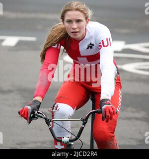 30.. JULI 2021 - TOKIO, JAPAN: Zoe Claessens aus der Schweiz beim Halbfinale von Cycling BMX Racing bei den Olympischen Spielen 2020 in Tokio im Einsatz (Foto Stockfoto