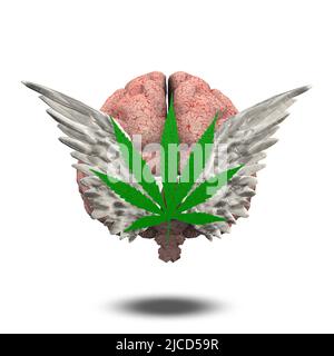 Gehirn auf Droge. 3D Rendern Stockfoto