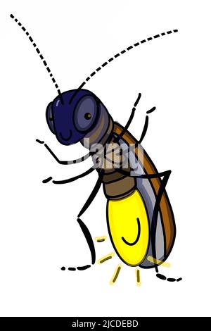 Süßes Cartoon-Maskottchen Glühwürmchen-stella-Zeichnung, Farbe Stockfoto