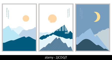 Abstrakte blaue Poster zur Berglandschaft. Vektorgrafik. Poster Stock Vektor