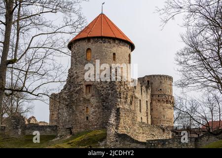 Ruinen der mittelalterlichen Burg in Cesis, Lettland Stockfoto