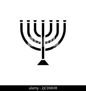 Symbol für die Linienfarbe des Menorah Kerzenständers. Isoliertes Vektorelement. Stock Vektor