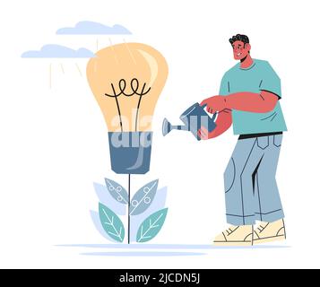 Startup-Idee und Unternehmensinitiative, finanzielle und rechtliche Unterstützung von Startup-Konzept und Unternehmensfinanzierung, flache Vektor-Illustration isoliert auf whit Stock Vektor