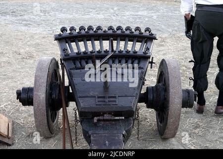 Eine Renaissance-Kanone originalgetreue Rekonstruktion von Leonardo da Vincis Maschinengewehr Stockfoto