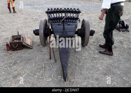 Eine Renaissance-Kanone originalgetreue Rekonstruktion von Leonardo da Vincis Maschinengewehr Stockfoto