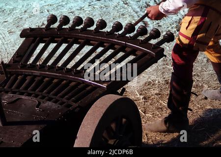 Eine Renaissance-Kanone originalgetreue Rekonstruktion von Leonardo da Vincis Maschinengewehr Stockfoto