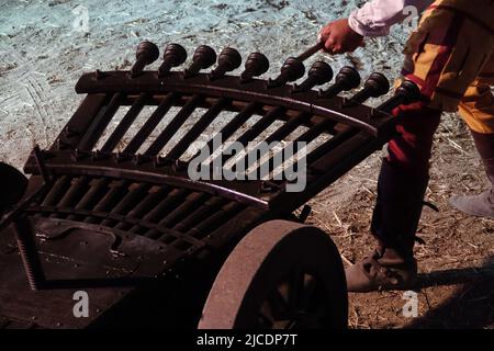 Eine Renaissance-Kanone originalgetreue Rekonstruktion von Leonardo da Vincis Maschinengewehr Stockfoto