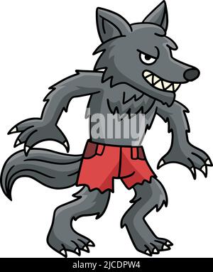 Werwolf Halloween Cartoon Farbige Clipart Stock Vektor