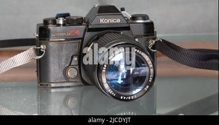 Konica autoreflex T4 Vintage SLR 35mm Kamera Stockfoto