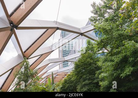 Crossrail Place Roof Garden im Finanzviertel Canary Wharf Stockfoto