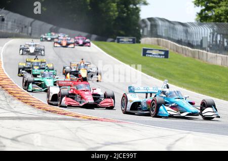 Plymouth, Wisconsin, USA. 12.. Juni 2022. Josef Newgarden fährt das Team Penske-Chevrolet während des NTT IndyCar Series SONSIO Grand Prix in Road America in Plymouth, Wisconsin. Ricky Bassman/CSM/Alamy Live News Stockfoto