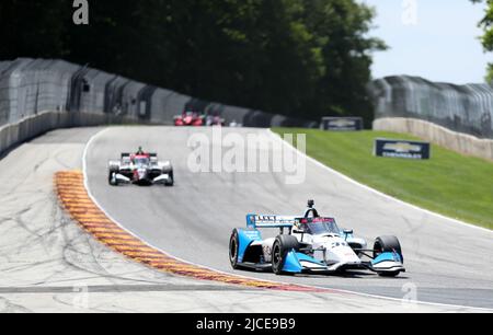 Plymouth, Wisconsin, USA. 12.. Juni 2022. Christian Lundgaard fährt den Rahal Letterman Lanigan-Honda während des NTT IndyCar Series SONSIO Grand Prix in Road America in Plymouth, Wisconsin. Ricky Bassman/CSM/Alamy Live News Stockfoto
