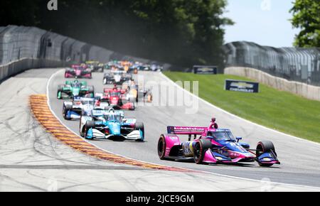 Plymouth, Wisconsin, USA. 12.. Juni 2022. Alexander Rossi fährt den Andretti Autosport-Honda während des NTT IndyCar Series SONSIO Grand Prix in Road America in Plymouth, Wisconsin. Ricky Bassman/CSM/Alamy Live News Stockfoto
