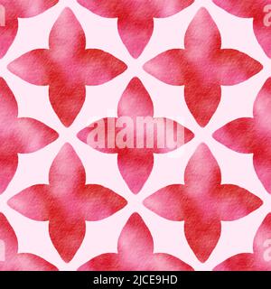 Aquarell nahtlose floralen Hintergrund in rot und weiß. Stockfoto