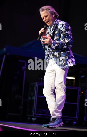 10. Juni 2022, Indianapolis, Indiana, USA: Lawrence Gowan von Styx tritt am 10. Juni 2022 im Ruoff Music Center in Indianapolis, Indiana, auf. (Bild: © Lora Olive/ZUMA Press Wire) Stockfoto