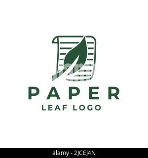 Papierrolle Logo, grüne Blatt Symbol Tapete einfache Vektor-Design Stock Vektor
