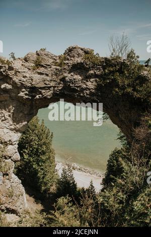 Arch Rock auf Mackinac Island Stockfoto