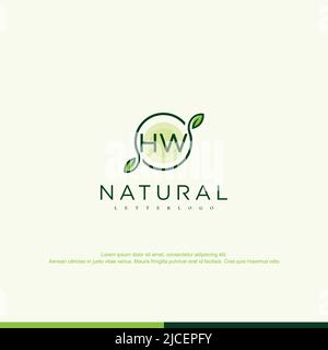 HW Initial Natural Logo Template Vektor Stock Vektor