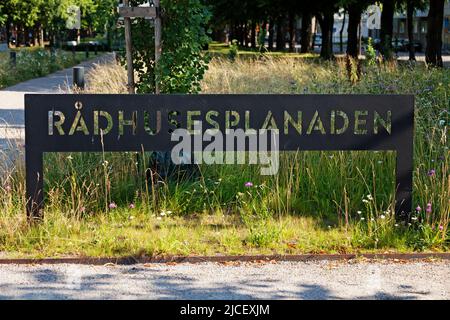 Gavle, Norrland Schweden - 15. Juli 2021: schild mit dem Text - Rathausstraße Stockfoto