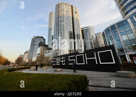 Das ultramoderne Sanlutun SOHO Shopping & Buschwiness Center in Peking. In Chaoyang, Peking, China. Stockfoto