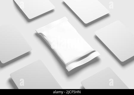 Trading Card Packaging 3D Rendering White Blank Mockup Stockfoto