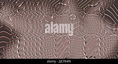 Monochromes Wellenmuster. Abstrakte geometrische Illustration. Breitformat. 3D Rendern Stockfoto