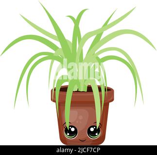 Cute Home Plant Clipart für Kinder Feiertage und Waren. Kawaii Clip Art Home Plant. Vektor-Illustration eines Tieres für Aufkleber, Drucke für Kleidung Stock Vektor