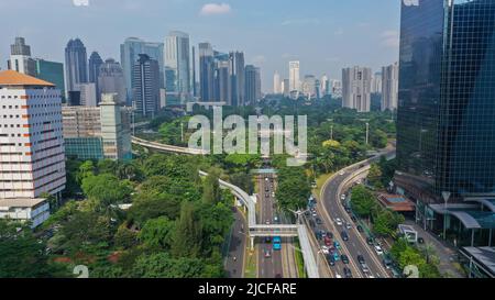 Luftaufnahme von Senayan Jakarta am Nachmittag Stockfoto