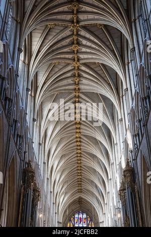 England, London, Westminster Abbey, Die Gewölbte Decke Stockfoto