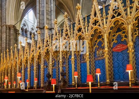 England, London, Westminster Abbey, The Choir Pews Stockfoto