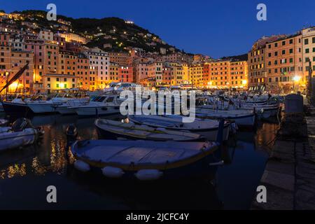 Hafen von Camogli, Rivera di Levante, Provinz La Spazia, Ligurien, Italien Stockfoto