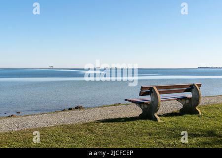 Schleswig-Holstein, Mündung der Schleim, Küste bei Maasholm, Bank Stockfoto