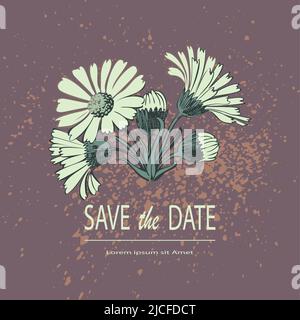 Attraktiv arrangierte Blumenstrauß.gezeichnet weiße Chrysanthemum Blumen künstlerische Vektor-Illustration. Florale botanische Hochzeit Ornament trendige Patter Stock Vektor