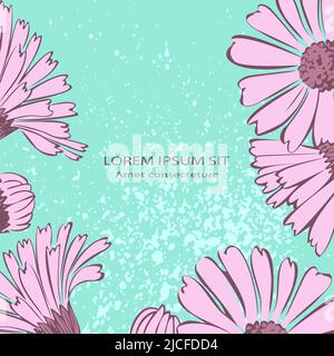 Attraktiv arrangierte Blumenstrauß. Gezeichnet rosa Chrysanthemum Blumen künstlerischen Vektor Illustration. Florale botanische Hochzeit Ornament trendige Patter Stock Vektor