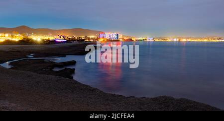 Übernachtung auf Ibiza, Platja d'en Bossa, Hard Rock Hotel Stockfoto