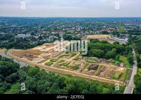 Bochum, Nordrhein-Westfalen, Deutschland - Projekt OSTPARK - Neues Wohnen. Neubau QUARTIER FELDMARK im Stadtteil Altenbochum. Die Wohnentwicklung wird aus einer Drittel-Mischung von Eigenheimen oder Eigentumswohnungen, Mietwohnungen und Wohnungen in subventioniertem Wohnraum bestehen. Stockfoto