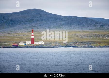 Norwegen, Troms Og Finnmark, Slettnes fyr ist der nördlichste Leuchtturm auf dem europäischen Festland. Stockfoto