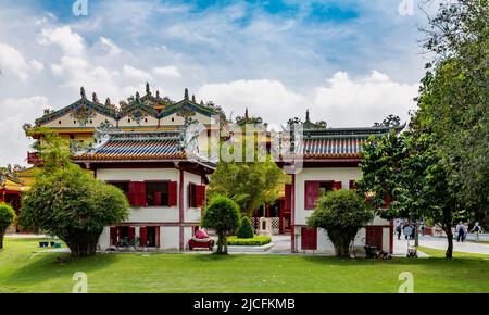 Phra Thinang Wehart Chamrun, Palast Im Chinesischen Stil, Bang Pa-In, Sommerpalast Der Königlichen Familie, Chao Phraya River, Provinz Phra Nakhon Si Ayutthaya, Thailand Stockfoto