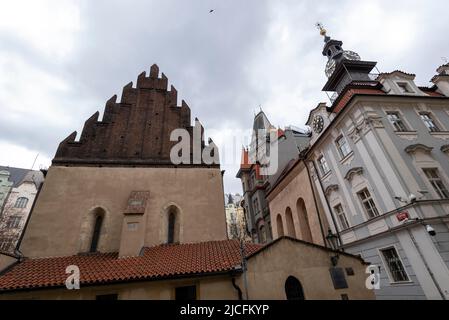 Alte Neue Synagoge (Staronová synagoga) in Josefstadt in Prag, Tschechische Republik Stockfoto