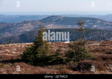 Blick vom Brocken nach Wurmberg, Sachsen-Anhalt, Deutschland Stockfoto