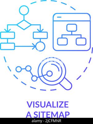 Symbol für das blaue Verlaufskonzept der Sitemap visualisieren Stock Vektor